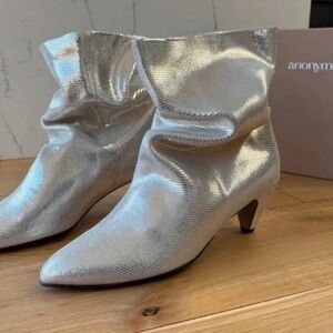 Shimmering Silver Heeled Boots for Women